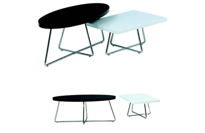  2 tables basses modernes noires et blanches DOMINO