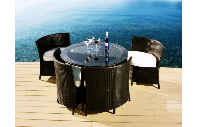 Bar de jardin r&eacute;sine tress&eacute;e noir FIDJI
