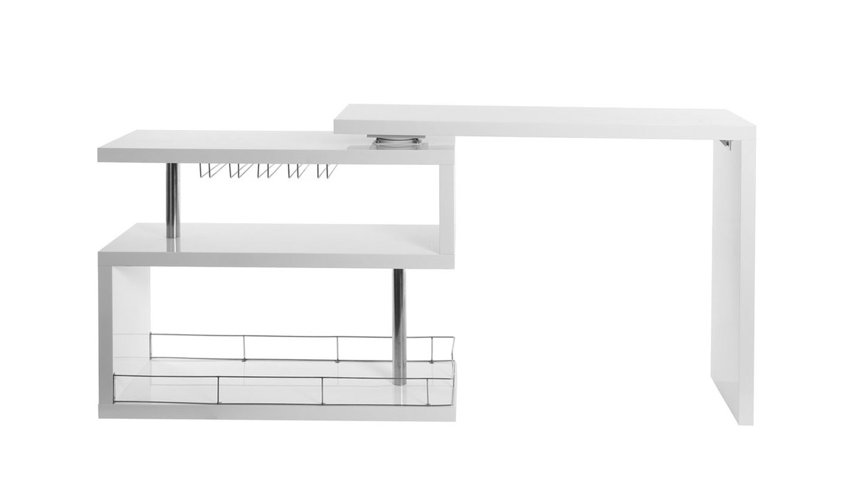 Bar design laqu blanc amovible L140-220 cm MAX