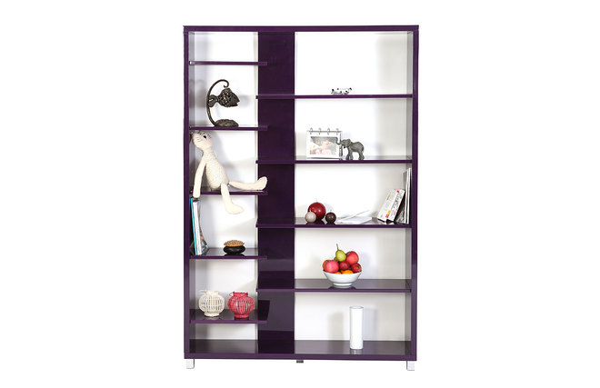 Biblioth&egrave;que design laqu&eacute;e violette VIXY