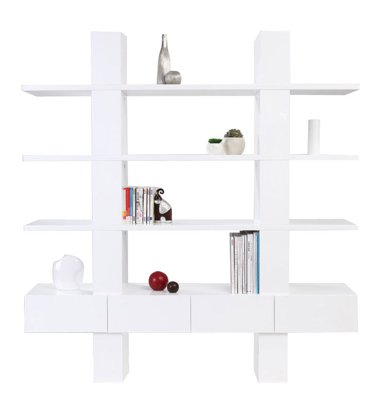 Biblioth&egrave;que &eacute;tag&egrave;re design laqu&eacute;e blanche NATHAN