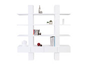 Biblioth&egrave;que &eacute;tag&egrave;re design laqu&eacute;e blanche NATHAN