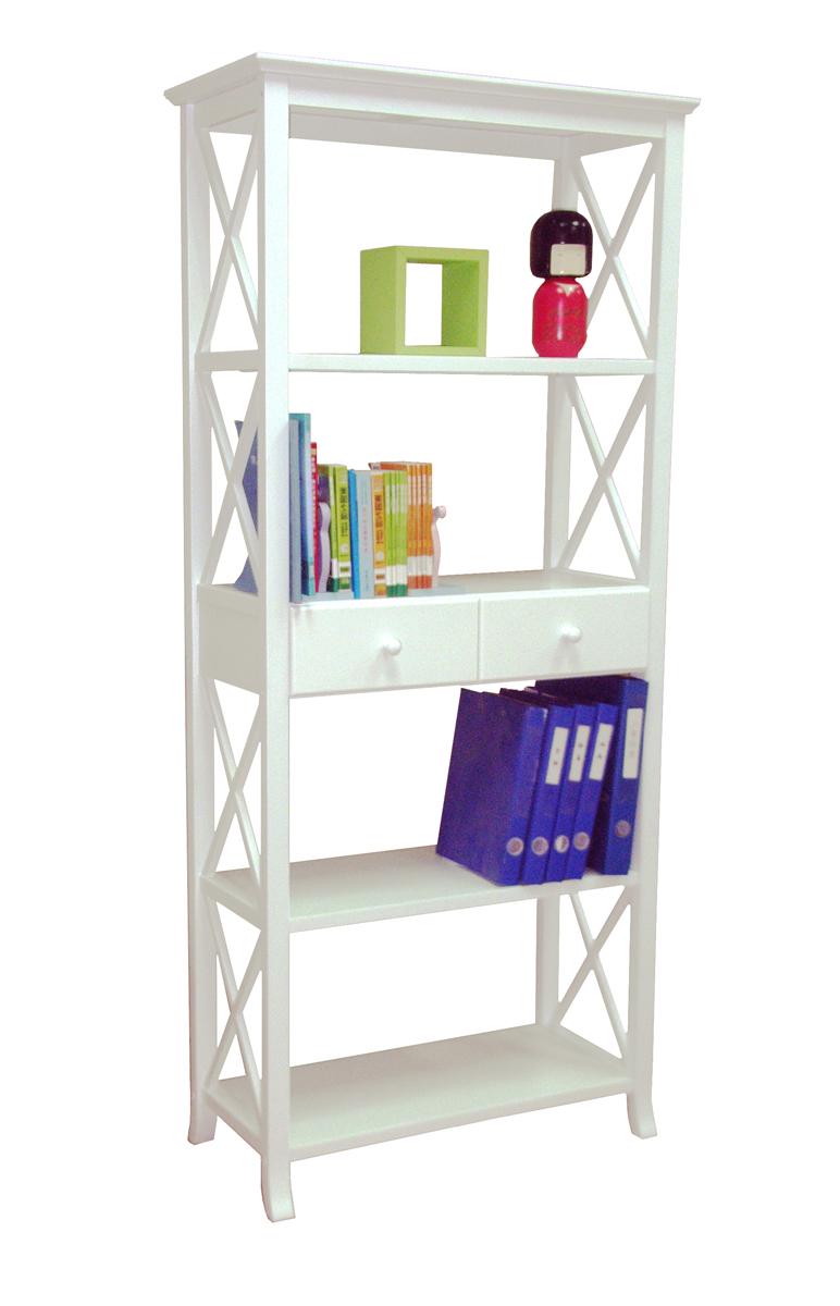 Bilbioth&egrave;que / &eacute;tag&egrave;re de rangement blanche en bois Cina