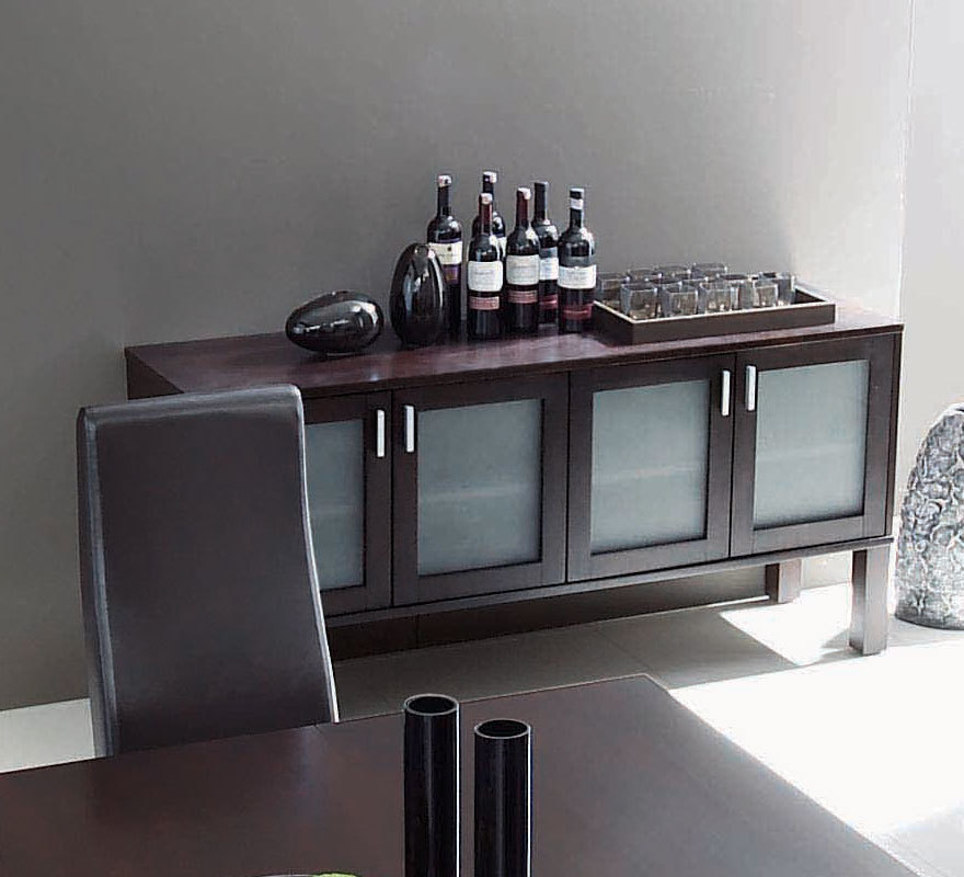 Buffet ALTON 4 portes ch&ecirc;ne malaisien /verre depoli - coloris wenge