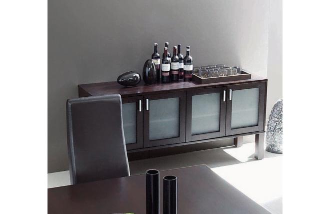Buffet ALTON 4 portes ch&ecirc;ne malaisien /verre depoli - coloris wenge