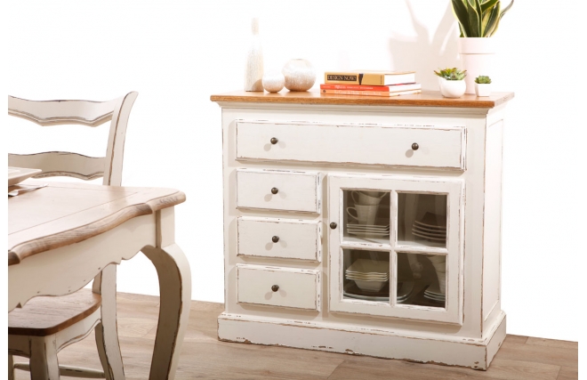Buffet baroque blanc 1 porte SOFIA