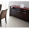 Buffet bas 2 portes LAYTON ch&ecirc;ne malaisien - coloris wenge - verre rouge image pub1