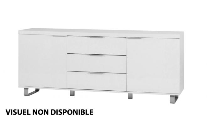 Buffet bas / bahut noir 2 portes et 3 tiroirs L&eacute;a