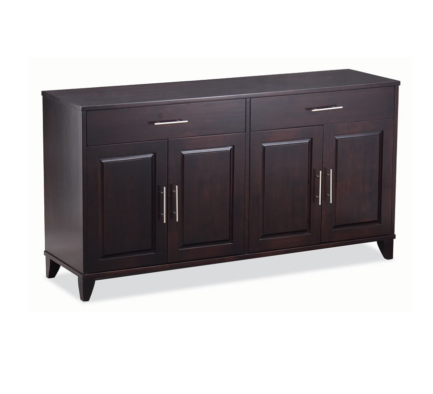 Buffet bas IRIS en ch&ecirc;ne malaisien - 4 portes, 2 tiroirs, coloris wenge