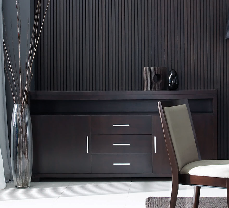 Buffet bas JAIRO 2 portes, 3 tiroirs - chene - coloris wenge