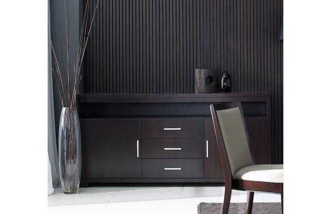 Buffet bas JAIRO 2 portes, 3 tiroirs - chene - coloris wenge