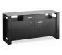 Buffet bas LAYTON 2 portes en chene - coloris wenge - verre transparent