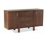 Buffet TOVI en chene - 2 portes , 3 tiroirs, coloris chocolat