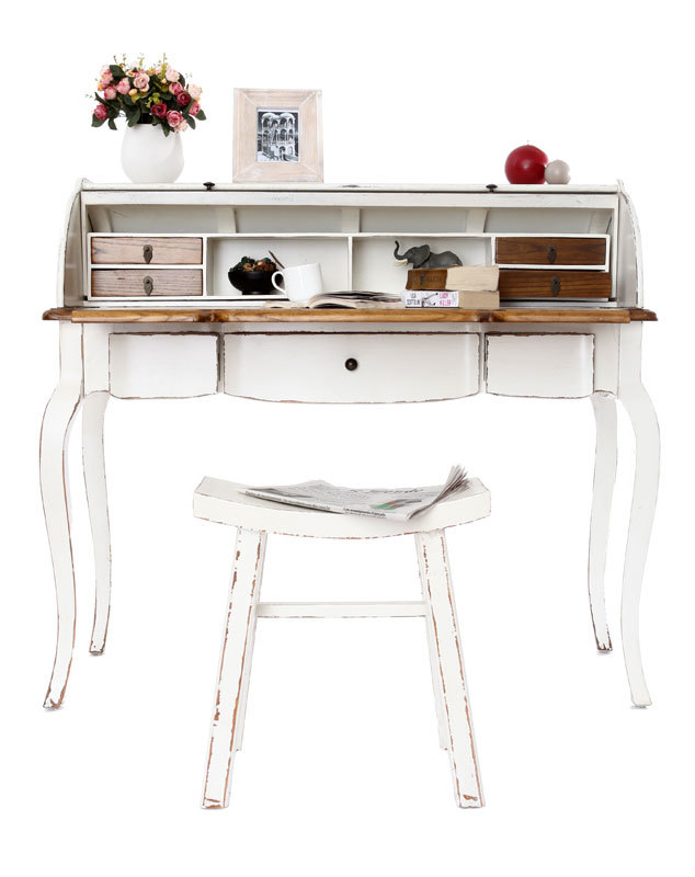 Bureau baroque bois blanc SOFIA