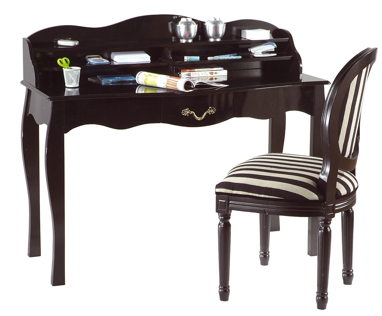 Bureau baroque noir 1 tiroir Louisa