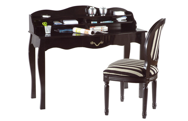 Bureau baroque noir 1 tiroir Louisa