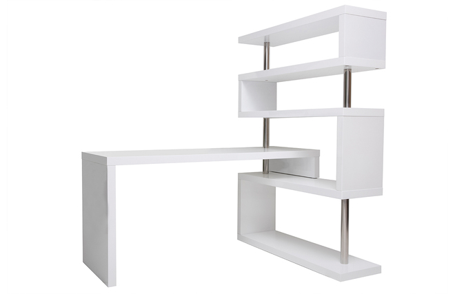 Bureau design blanc laqu&eacute; amovible T-MAX