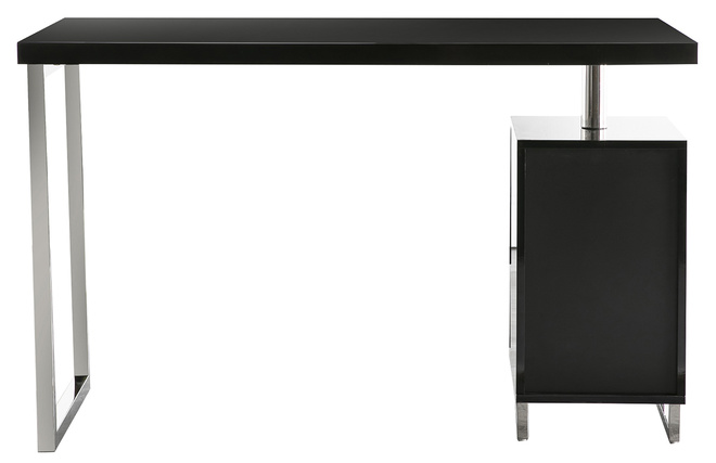 Bureau design laqu&eacute; noir 2 tiroirs LEXI