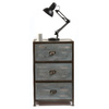 Cabinet  bois et m&eacute;tal industriel 3 tiroirs TREVOR