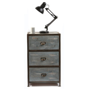 Cabinet  bois et m&eacute;tal industriel 3 tiroirs TREVOR