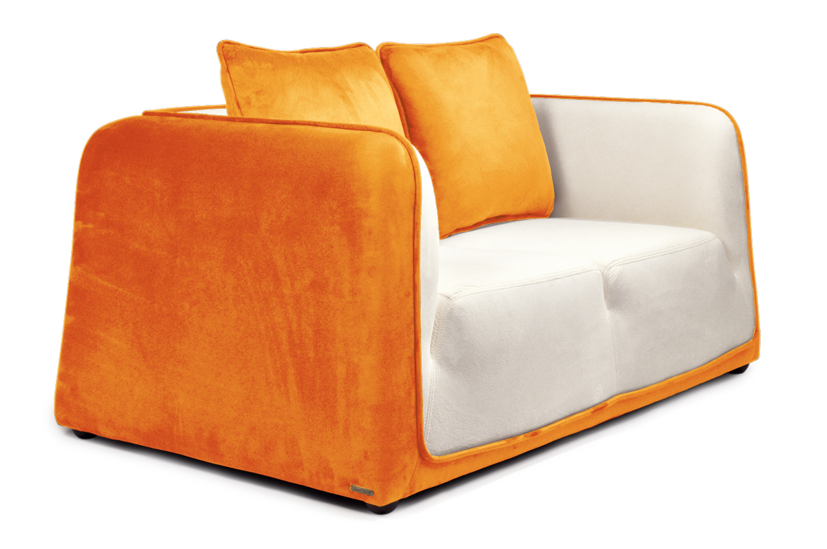 Canap&eacute; 2 places ITALIA coloris blanc et orange image 1