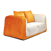 Canap&eacute; 2 places ITALIA coloris blanc et orange image pub1