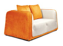 Canap&eacute; 2 places ITALIA coloris blanc et orange