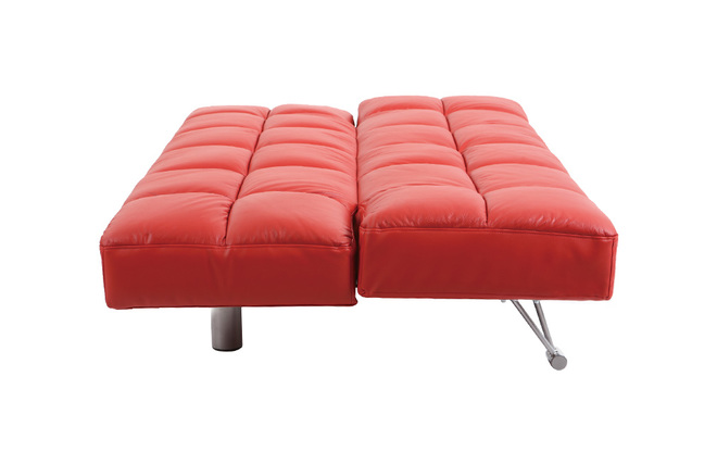 Canap&eacute; convertible cuir rouge 3 places Manhattan