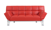 Canap&eacute; convertible cuir rouge 3 places Manhattan