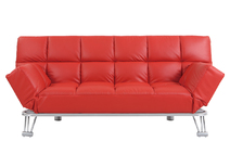 Canap&eacute; convertible cuir rouge 3 places Manhattan