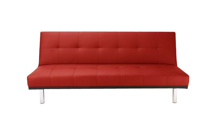 Canap&eacute; convertible rouge moderne 3 places polyur&eacute;thane Phoenix