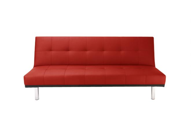 Canap&eacute; convertible rouge moderne 3 places polyur&eacute;thane Phoenix