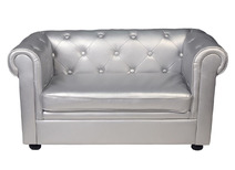Canap&eacute; enfant 2 places argent&eacute;  -  BABY CHESTERFIELD