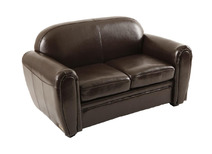 Canap&eacute; enfant 2 places en cuir marron - BABY CLUB