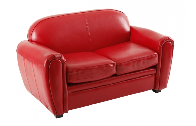 Canap&eacute; enfant 2 places en cuir rouge - BABY CLUB