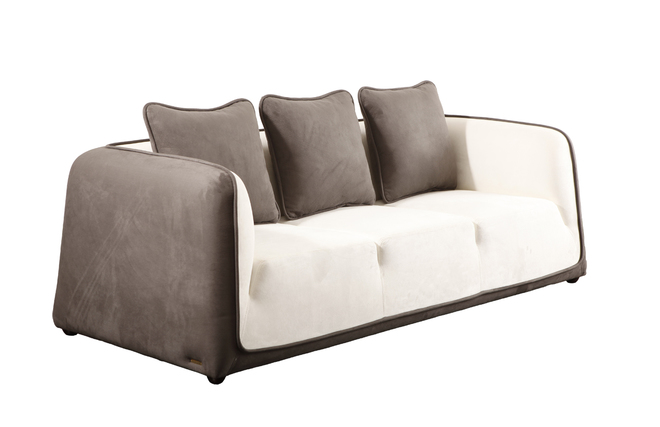 Canap&eacute; moderne blanc et gris cendr&eacute; en microfibre Italia