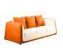 Canap&eacute; moderne blanc et orange en microfibre Italia