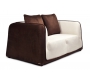 Canap&eacute; moderne chocolat et blanc 2 places en microfibre Italia