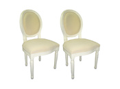 Chaise baroque salle &agrave; manger blanc MEDAILLON (lot de 2)