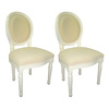 Chaise baroque salle &agrave; manger blanc MEDAILLON (lot de 2)