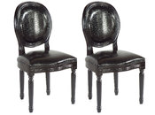Chaise baroque salle &agrave; manger noir MEDAILLON (lot de 2)