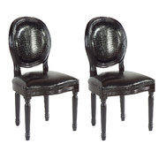 Chaise baroque salle &agrave; manger noir MEDAILLON (lot de 2)
