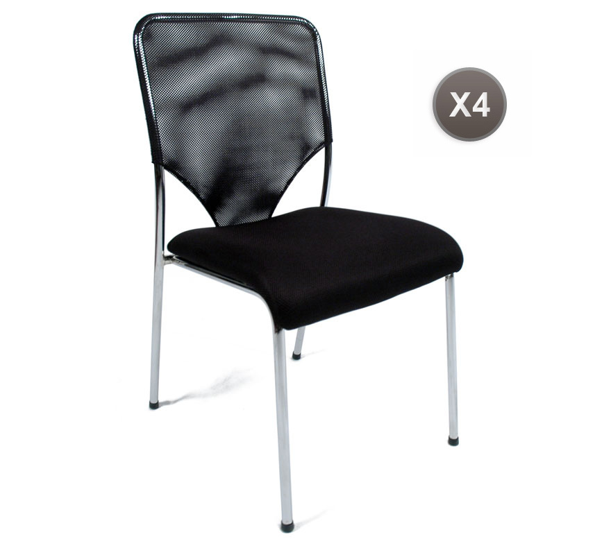 Chaise de bureau / visiteur en r&eacute;sille TOMMY (lot de 4)
