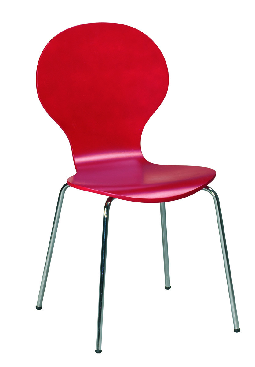 Chaise de cuisine / salle &agrave; manger design bois rouge ABIGAIL (lot de 4)