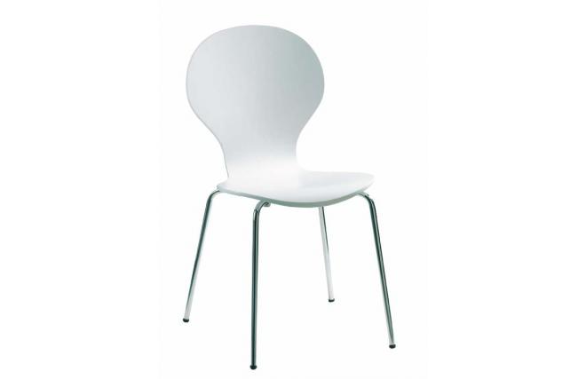 Chaise de cuisine / salle &agrave; manger design en bois blanc ABIGAIL (lot de 4)