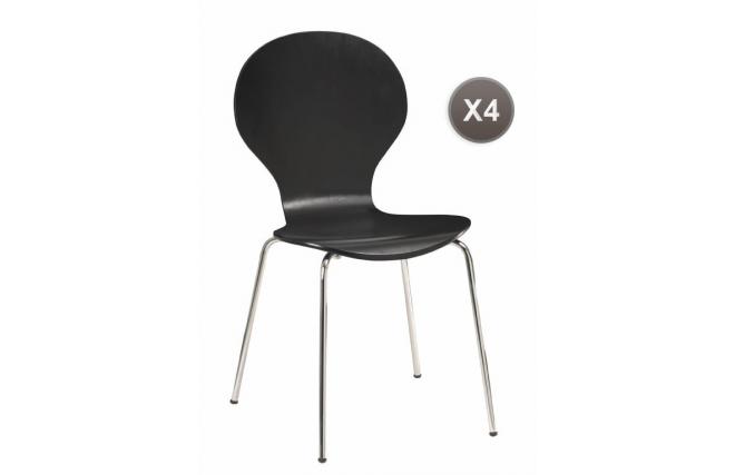 Chaise design bois noir ABIGAIL (lot de 4)