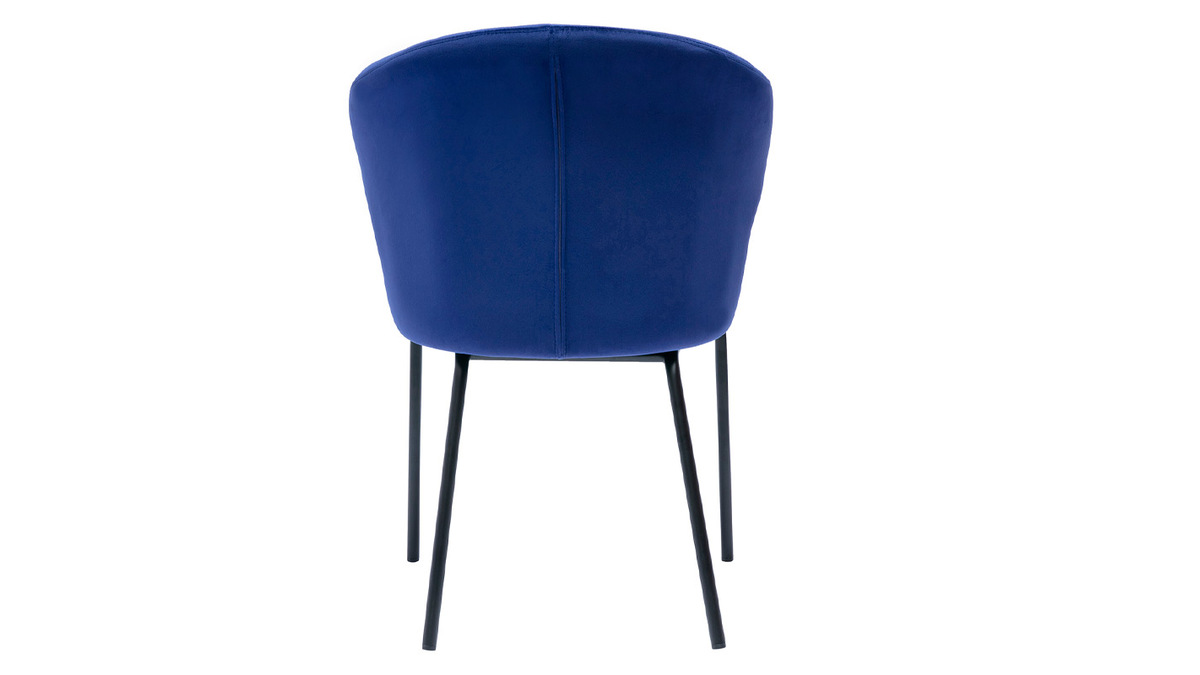 Chaise design en tissu velours bleu fonc et mtal noir REQUIEM
