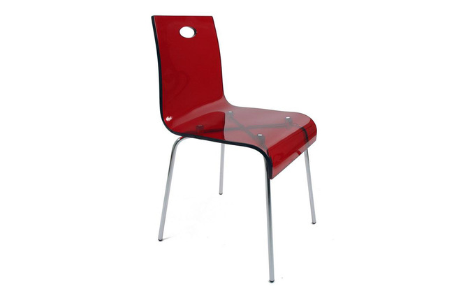 Chaise design rouge en plexiglas CINDY
