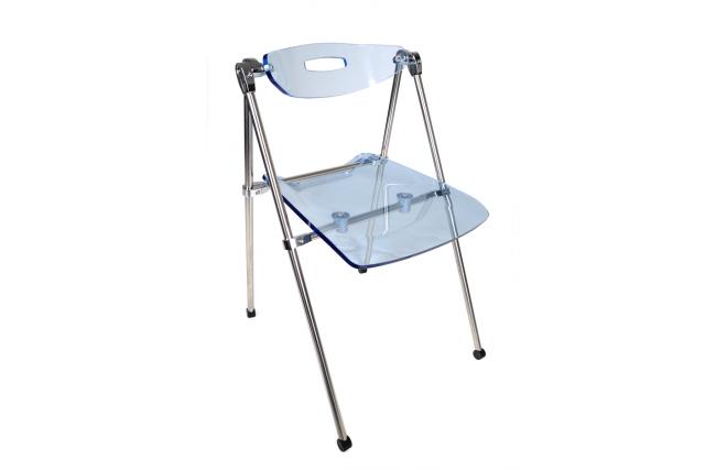 Chaise plexiglas pliante bleu moderne JULIE (lot de 4)