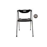 Chaise plexiglas pliante moderne noir JULIE (lot de 4)